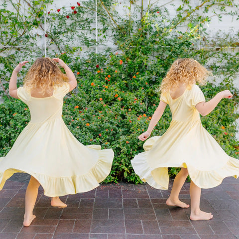 Puff Sleeve Twirl Dress in Chamomile