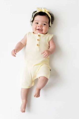 Ribbed Sleeveless Shortall in Chamomile