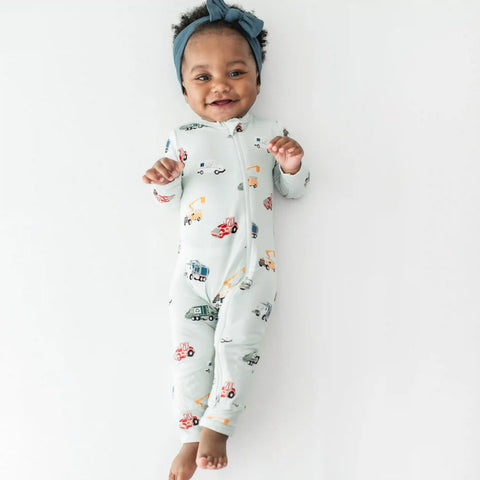 Zippered Romper in City Vehicles