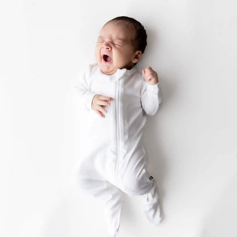 Pointelle Zippered Footie in Cloud