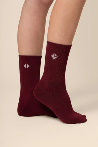 Adult Crew Socks in Burgundy