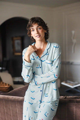 Long-Sleeved Women's Pajama Set in Dew Mahjong