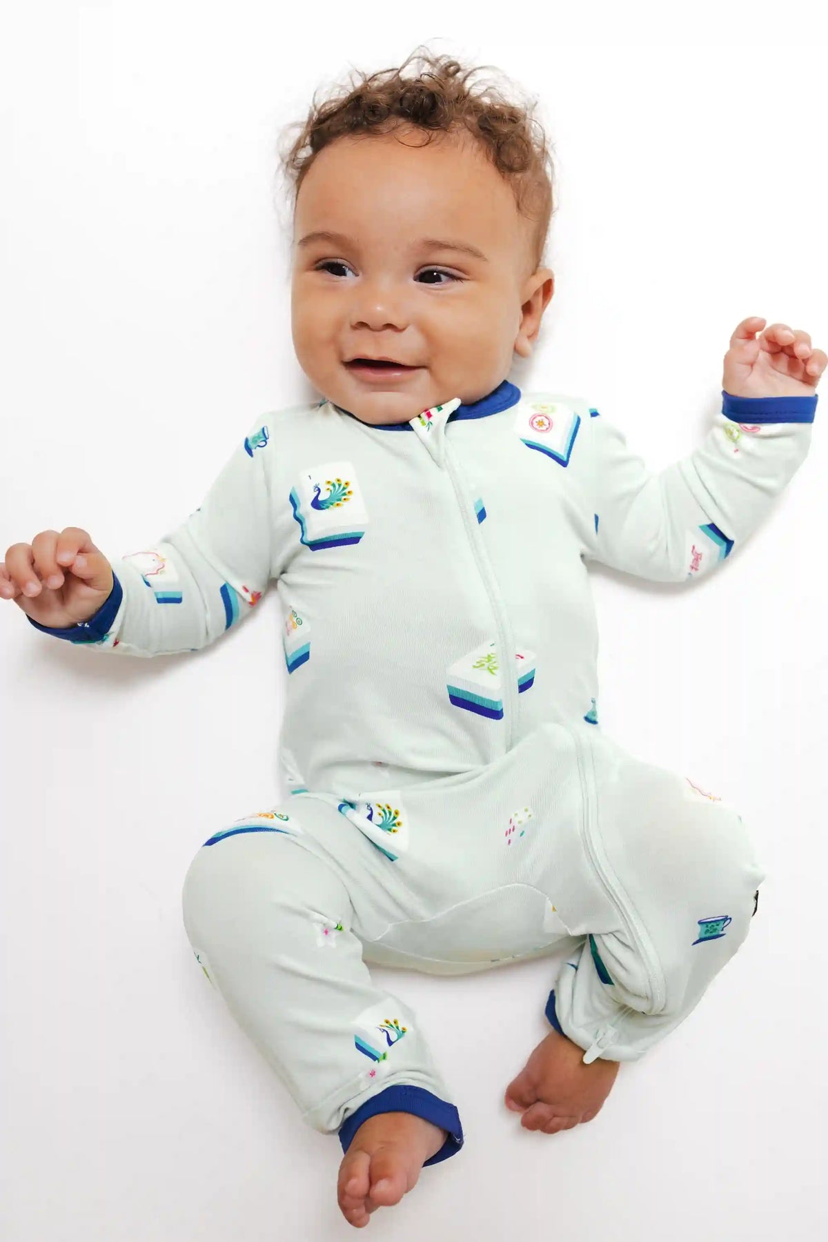 Zippered Romper in Dew Mahjong