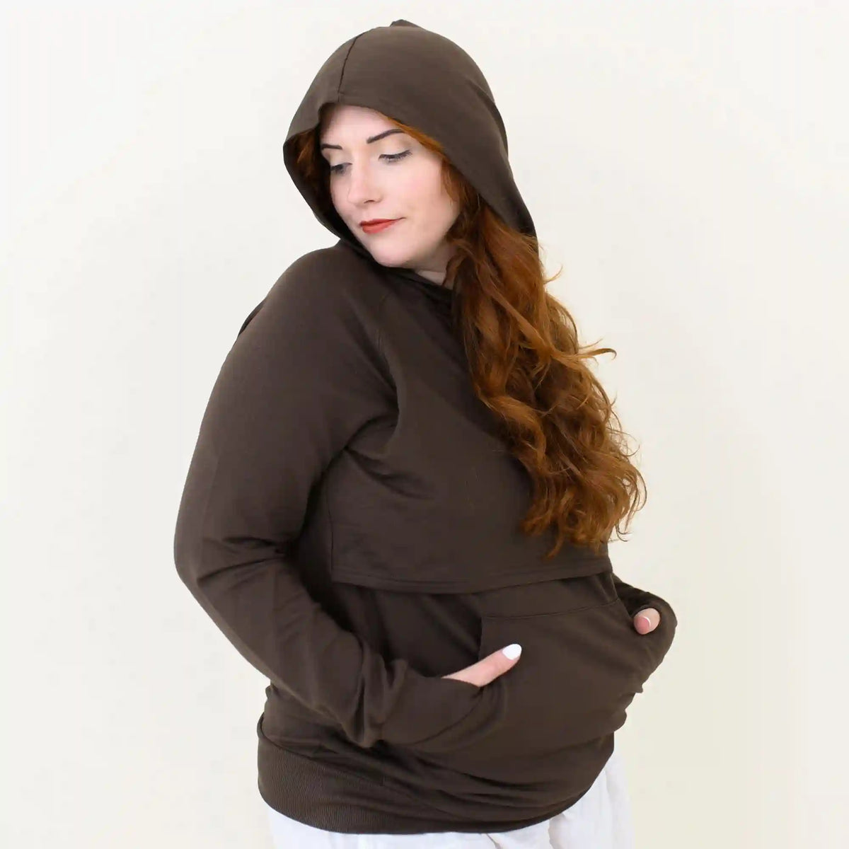 Women's French Terry Nursing Hoodie in Espresso