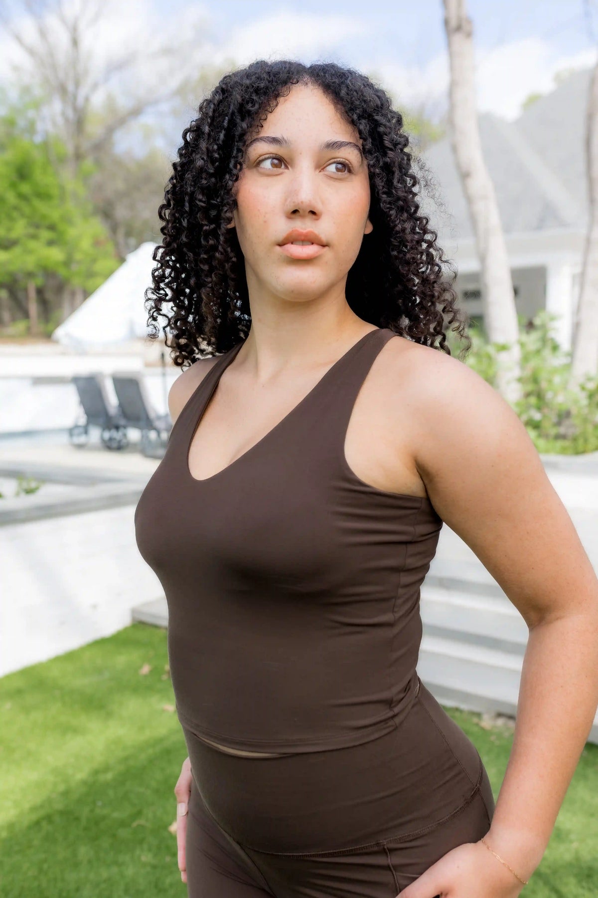 Bamboo Flex Bra Tank in Espresso