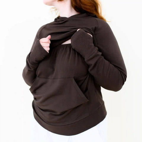 Women's French Terry Nursing Hoodie in Espresso