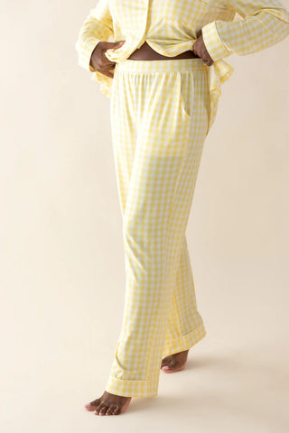 Long-Sleeved Women's Pajama Set in Gingham Chamomile