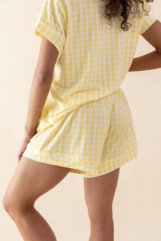 Women's Short Sleeve Pajama Set in Gingham Chamomile