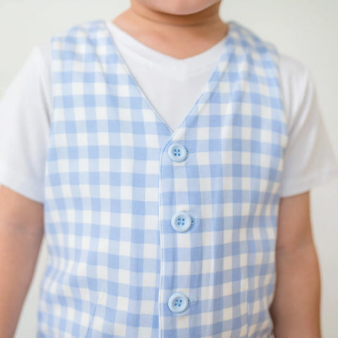 Tuxedo Vest in Gingham Breeze