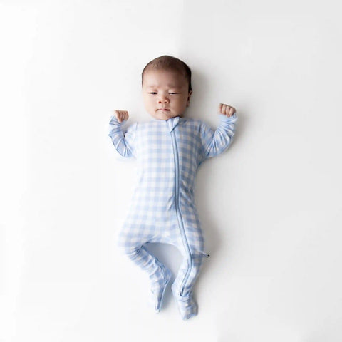 Zippered Footie in Gingham Breeze