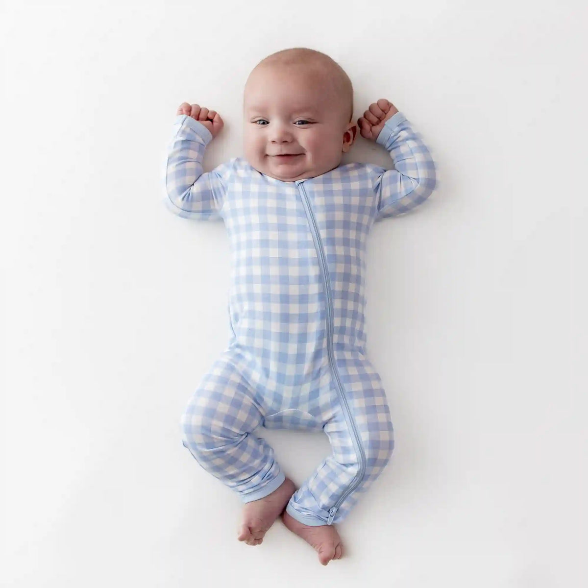 Zippered Romper in Gingham Breeze