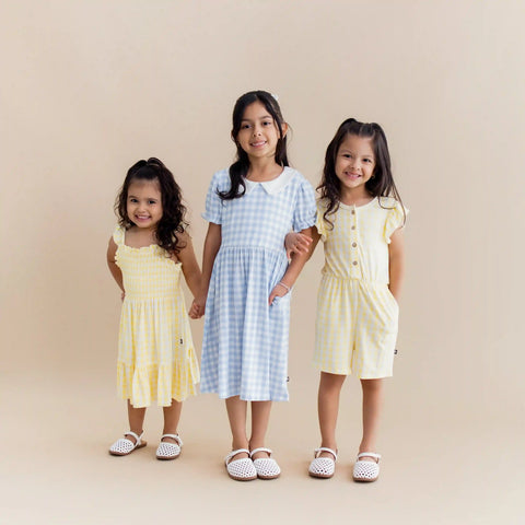 Smocked Dress in Gingham Chamomile