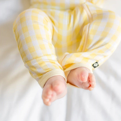 Zippered Romper in Gingham Chamomile