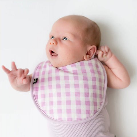 Cushy Bib in Gingham Thistle