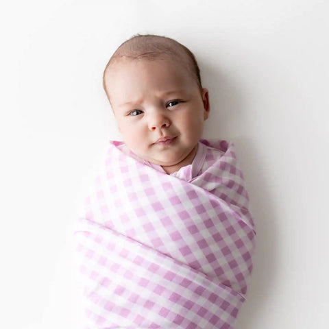 Swaddle Blanket in Gingham Thistle
