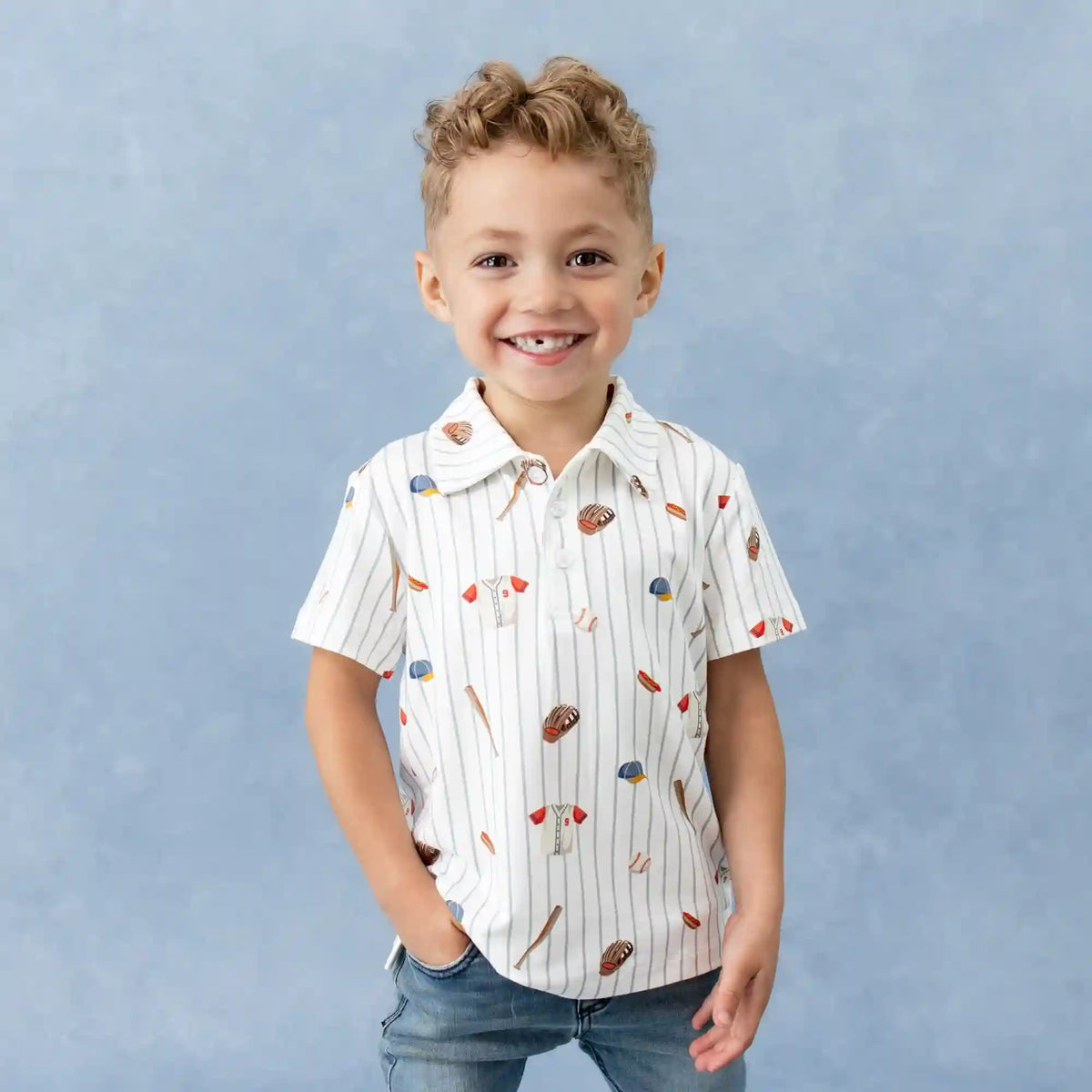 Toddler Short Sleeve Polo in Home Run