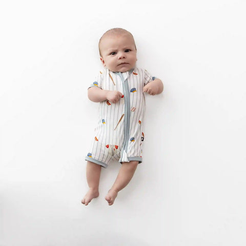Zipper Shortall Romper in Home Run