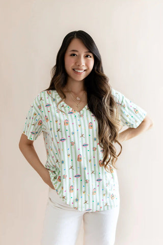 Women's Oversized V-Neck Tee in Honeydukes