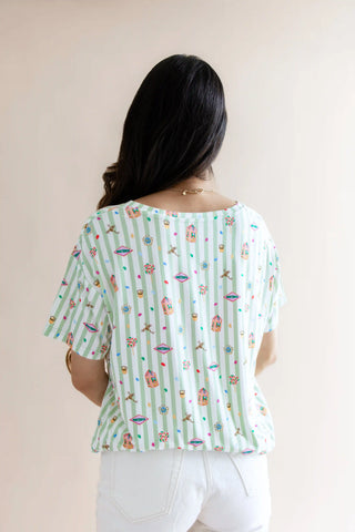 Women's Oversized V-Neck Tee in Honeydukes