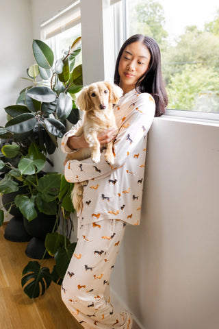 Long-Sleeved Women's Pajama Set in Dachshund