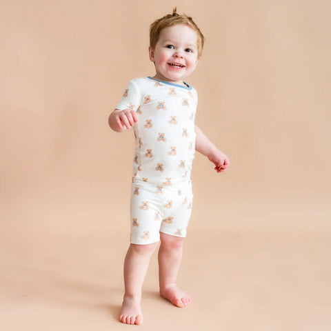 Short Sleeve Pajamas in Teddy Bear