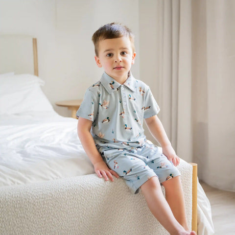 Toddler Short Sleeve Polo in Mallard Duck