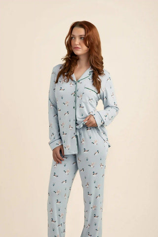 Long-Sleeved Women's Pajama Set in Mallard Duck