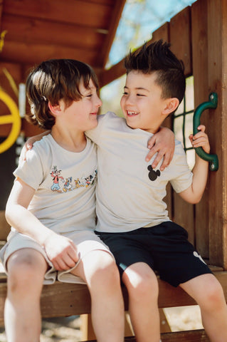 Toddler Basic Tee in Mickey and Friends on Ecru