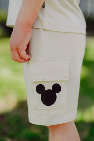 Cargo Short in Mickey Mouse on Ecru