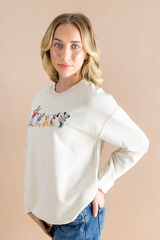 Women's Sweatshirt in Mickey and Friends on Ecru