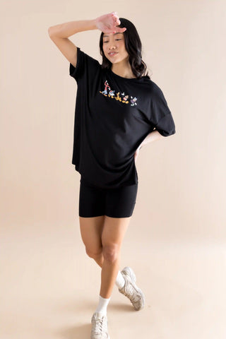Women’s Biker Short Set in Mickey and Friends on Midnight