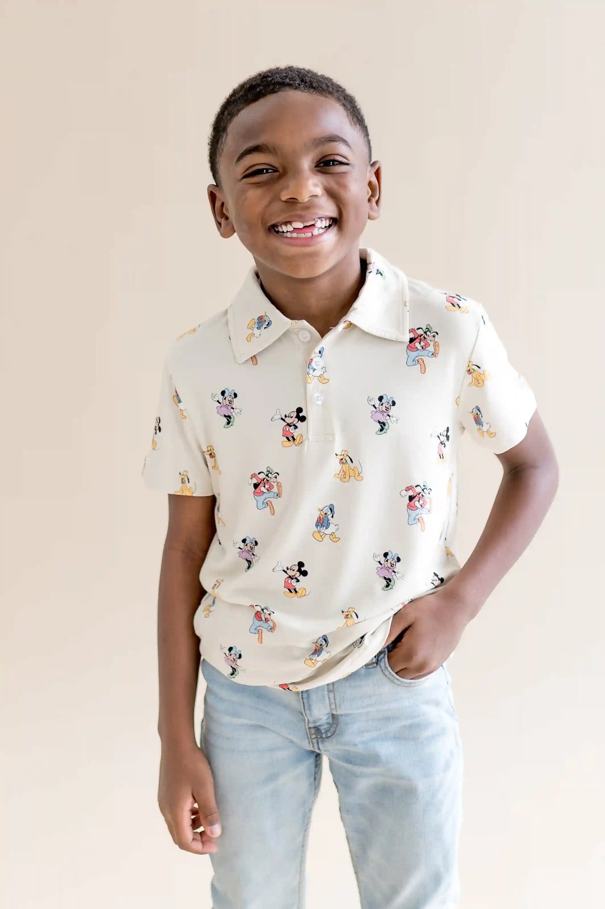 Toddler Short Sleeve Polo in Mickey Mouse and Friends