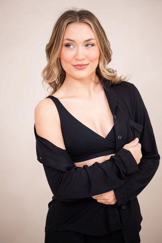 Women's Cross Front Bralette in Midnight
