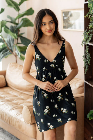 Women's Nightgown in Big Midnight Magnolia
