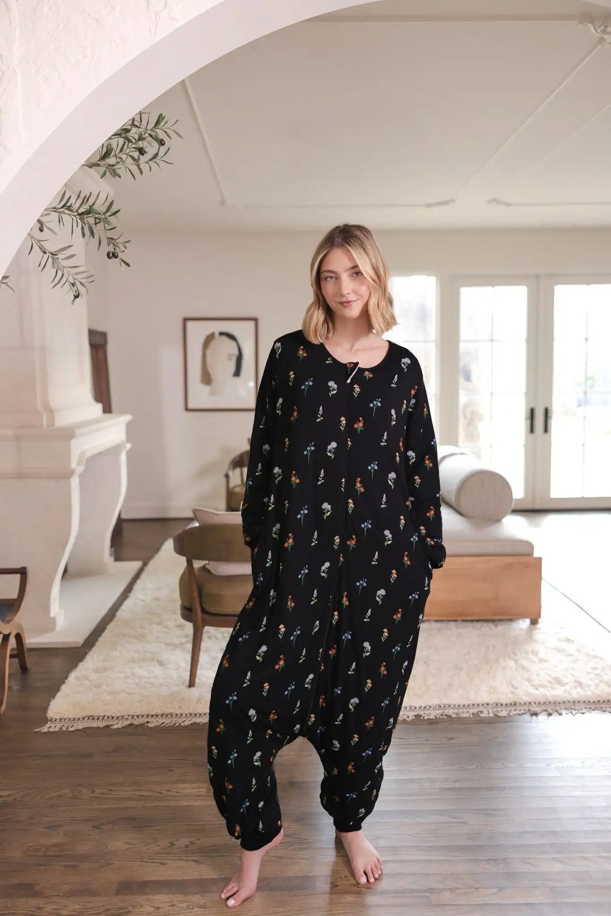 Long Sleeve Adult Sleep Bag Walker in Midnight Wildflower