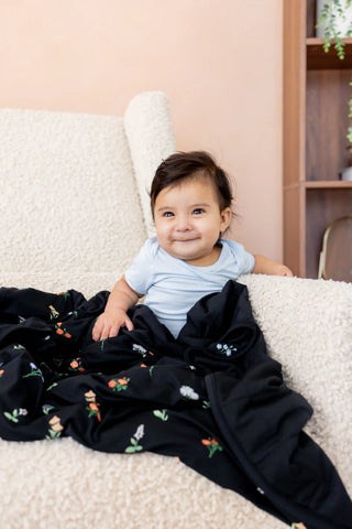Baby Blanket in Midnight Wildflower 1.0