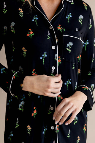 Long Sleeve Women’s Nightshirt in Midnight Wildflower