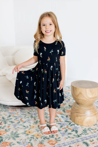 Twirl Dress in Midnight Wildflower