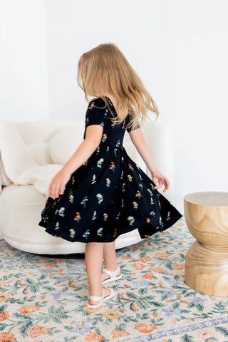 Twirl Dress in Midnight Wildflower