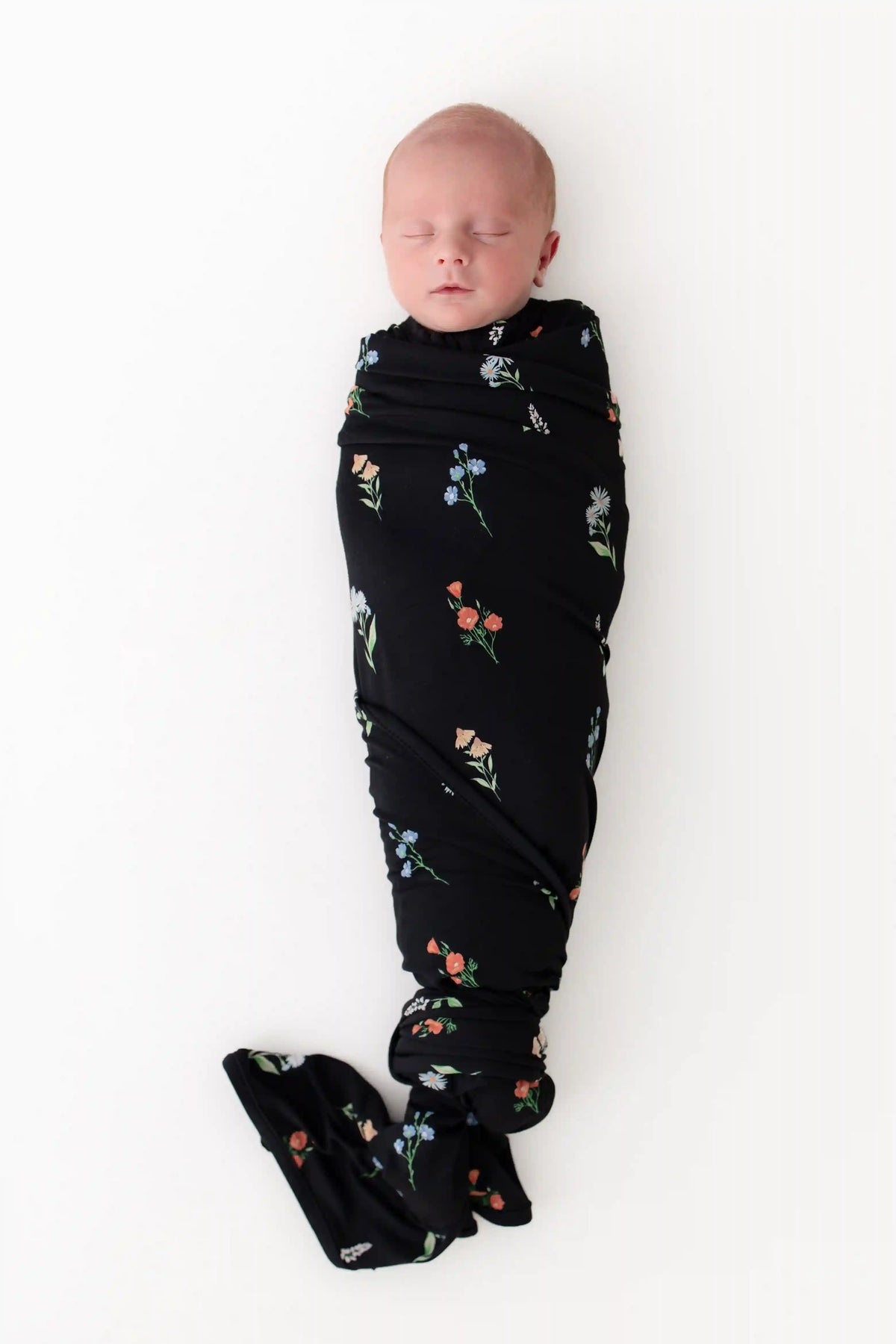 Swaddle Blanket in Midnight Wildflower