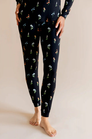 Women's Jogger Pajama Set in Midnight Wildflower