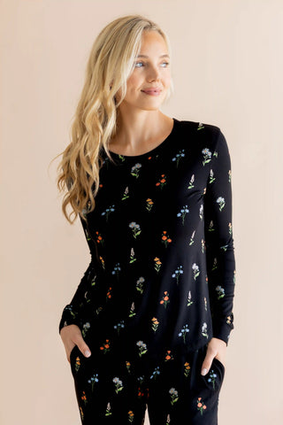 Women's Jogger Pajama Set in Midnight Wildflower