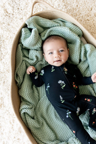 Zippered Footie in Midnight Wildflower