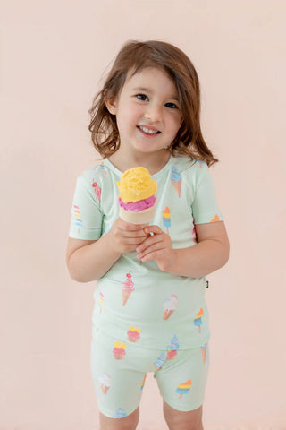 Short Sleeve Pajamas in Mint Ice Cream