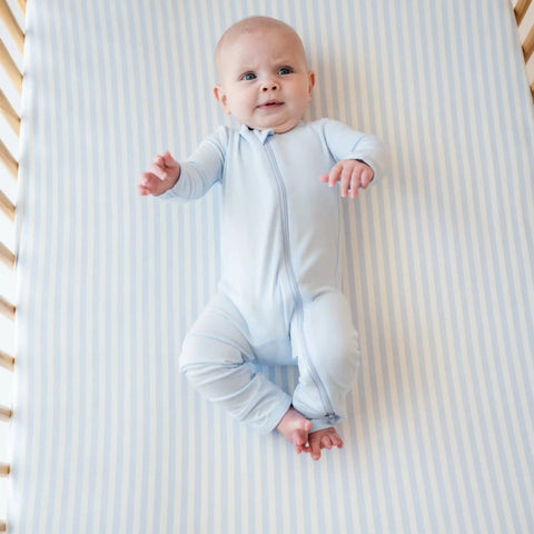 Crib Sheet in Small Mist Stripe
