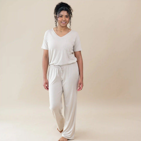 Women's Oversized V-Neck Tee in Oat