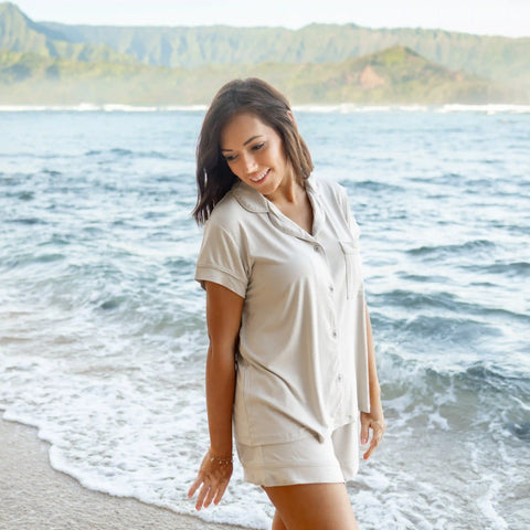 Women’s Short Sleeve Pajama Set in Oat