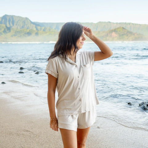 Women’s Short Sleeve Pajama Set in Oat