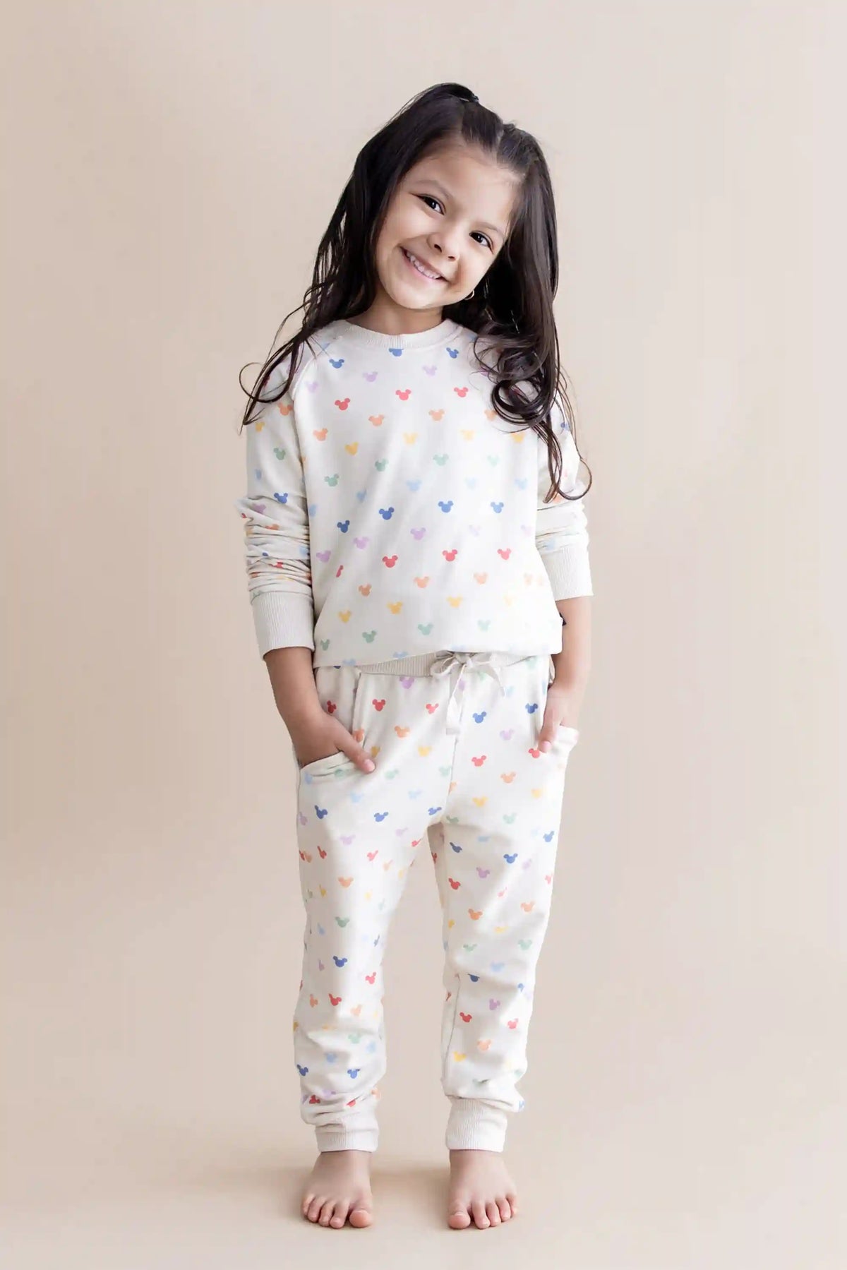 Long Sleeve Jogger Set in Pastel Mickey Mouse