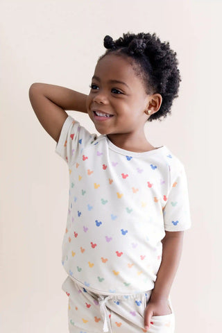 Short Sleeve Jogger Set in Pastel Mickey Mouse